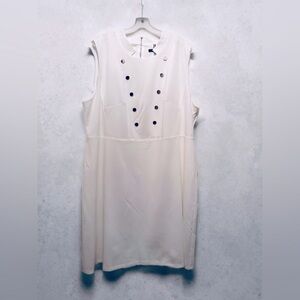 NWT Tommy Hilfiger Women’s Plus Size Mock Collar Sleeveless Dress White Size 24W